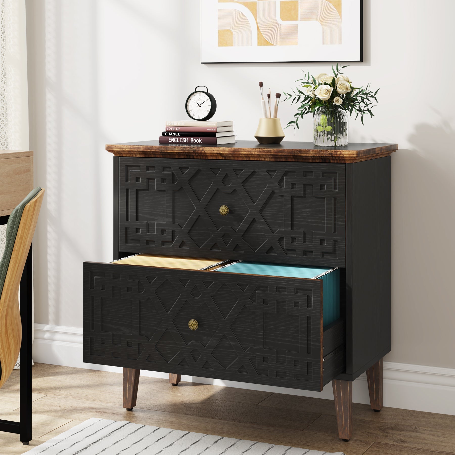 Wood File Cabinet, 2-Drawer Filing Cabinet Storage Cabinet Tribesigns